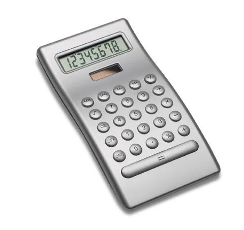 Platte zakrekenmachine met zonnecel in geschenkverpakking