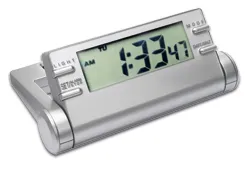 Zilveren solarwekker met display en zonnecel