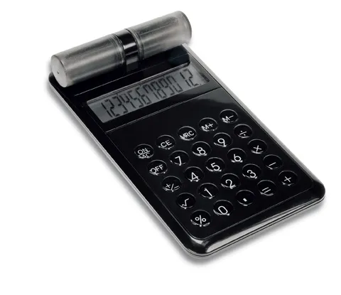 Zwarte rekenmachine met waterreservoir