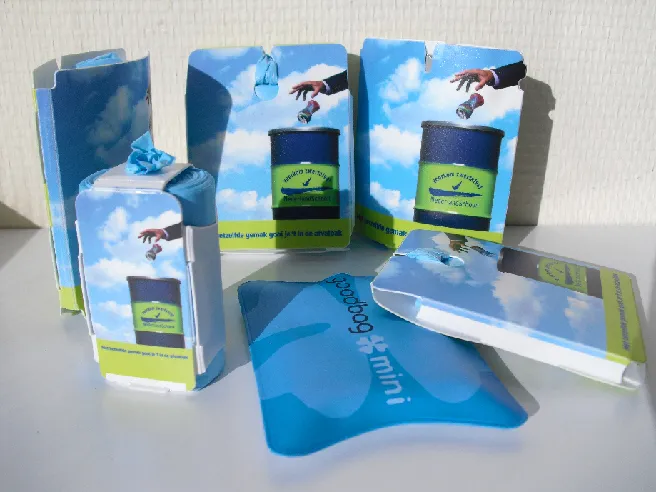 Opgevouwen Goodbag afvalzak met full colour opdruk