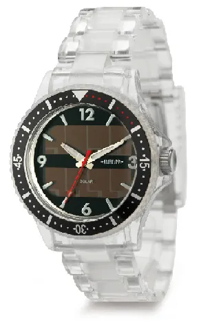 Solar horloge met transparante kast en armband