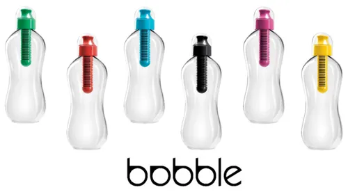 bobble waterfles met gekleurde dop en koolstoffilter