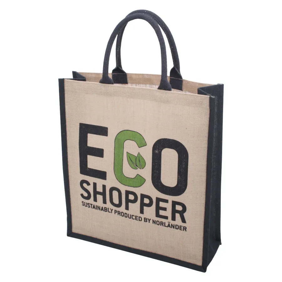 Grote jute shopper met stevige hengsels