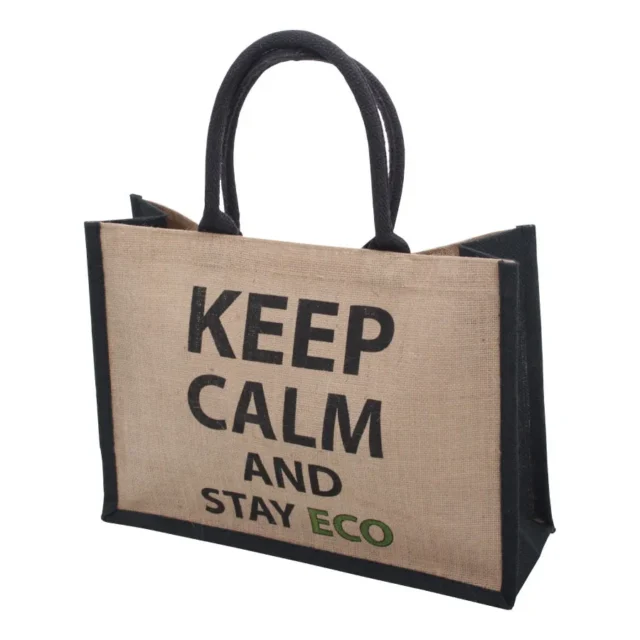 Jute shopper met Keep Calm-opdruk