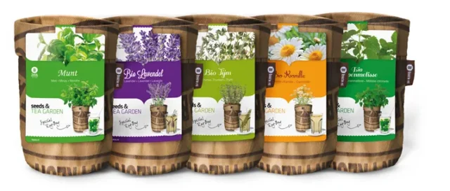 Tea Garden kweekzakje van theezakken met kweekaarde en zaden