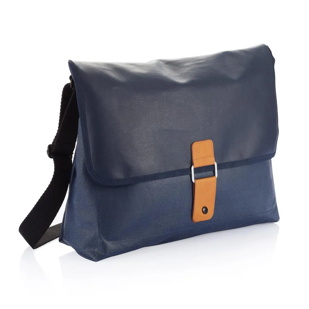 Blauwe Pure messenger tas van canvas