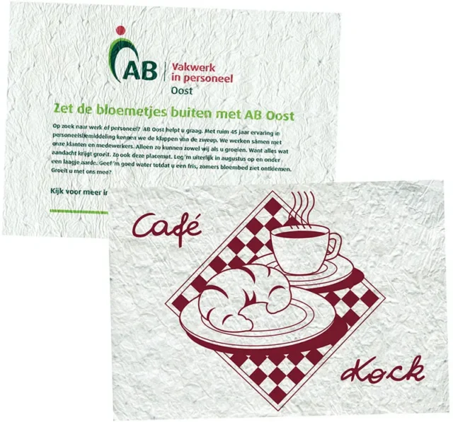 Bedrukte placemat van zaadpapier