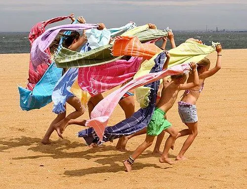 Opgevouwen hammam strandhanddoek