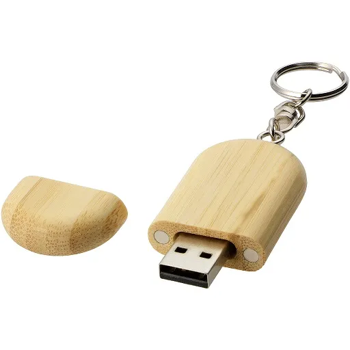 Ovale USB stick met houten behuizing