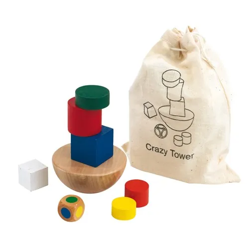 Behendigheidsspel Crazy Tower met katoenen zakje
