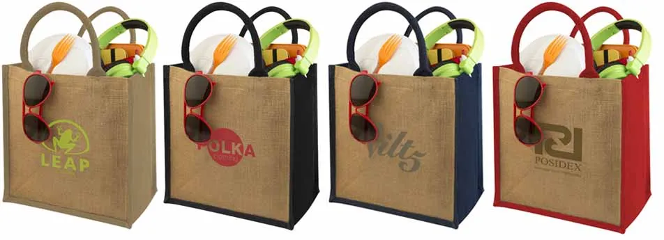 Juten cadeautas Chennai met katoenen rolgrepen
