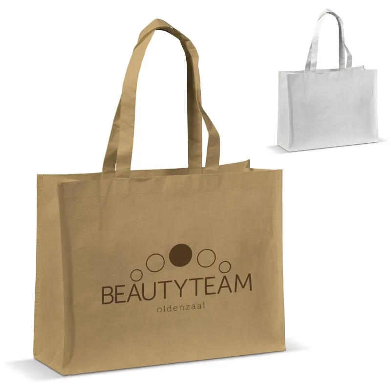 Shopper van geweven papier met lange hengsels