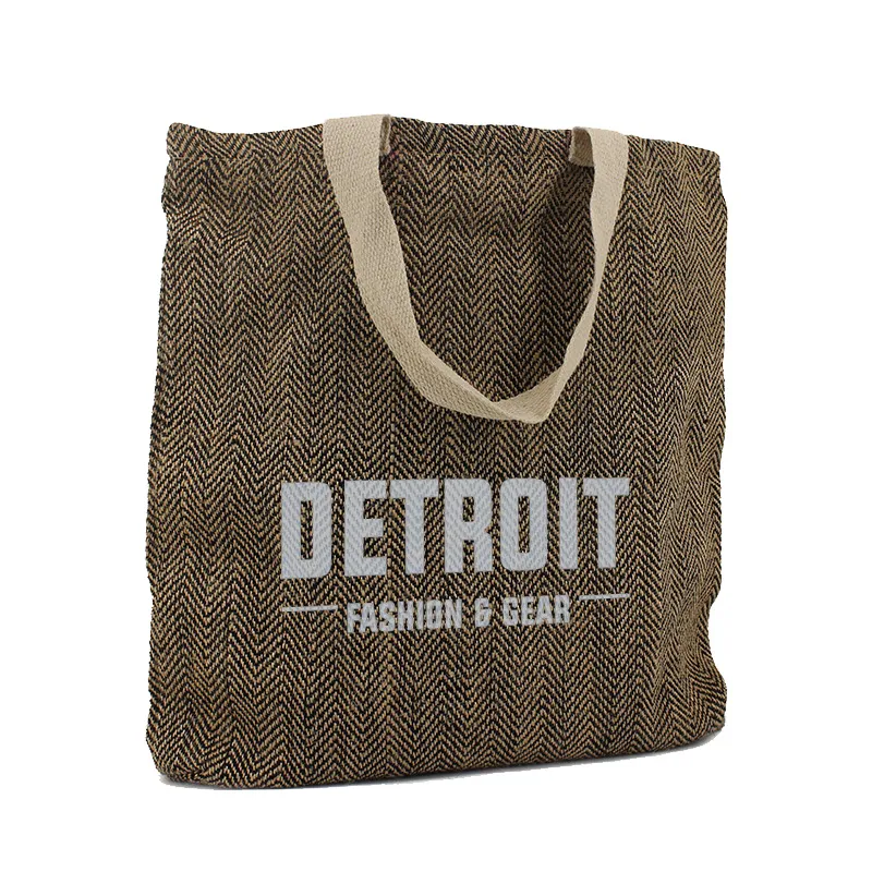 Juca bag van geweven jute met canvas draaglussen, zwart
