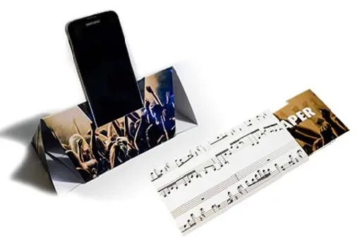 Opvouwbare papieren speaker Music Paper met telefoon
