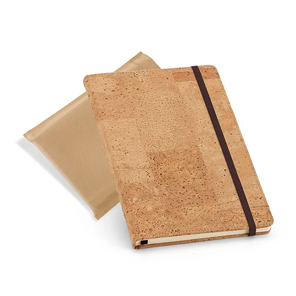 Notitieboekje met kurken omslag en non-woven hoesje