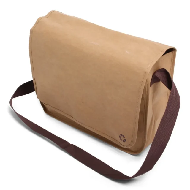 Bruine Washed Kraft schoudertas van gewassen kraftpapier