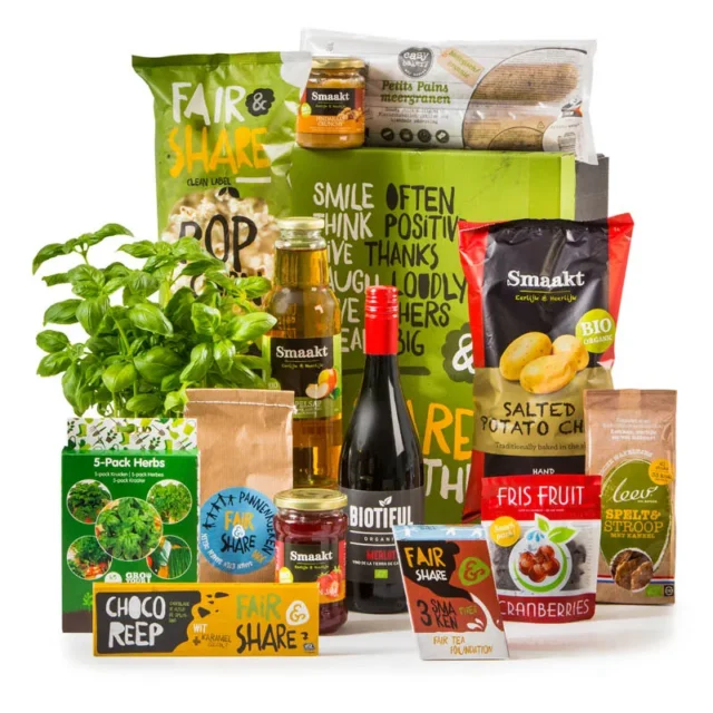 Kerstpakket Share Together in bewaardoos met biologische producten