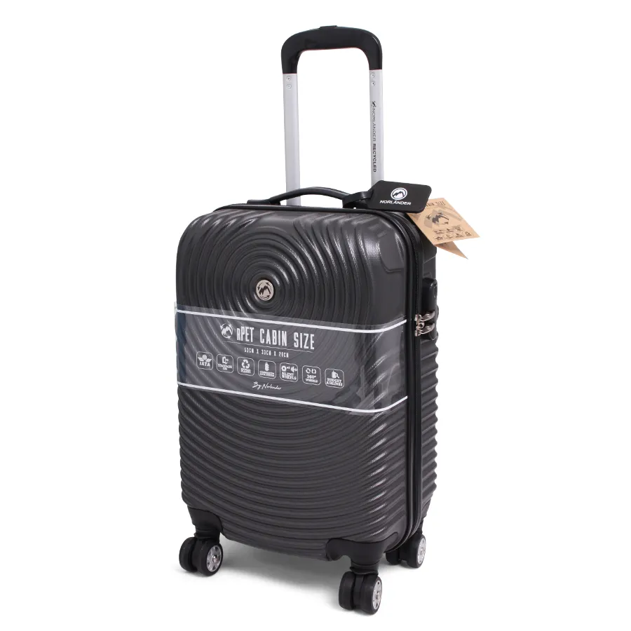 Antraciet handbagagetrolley met cirkelvormige banen aan de voor- en achterzijde