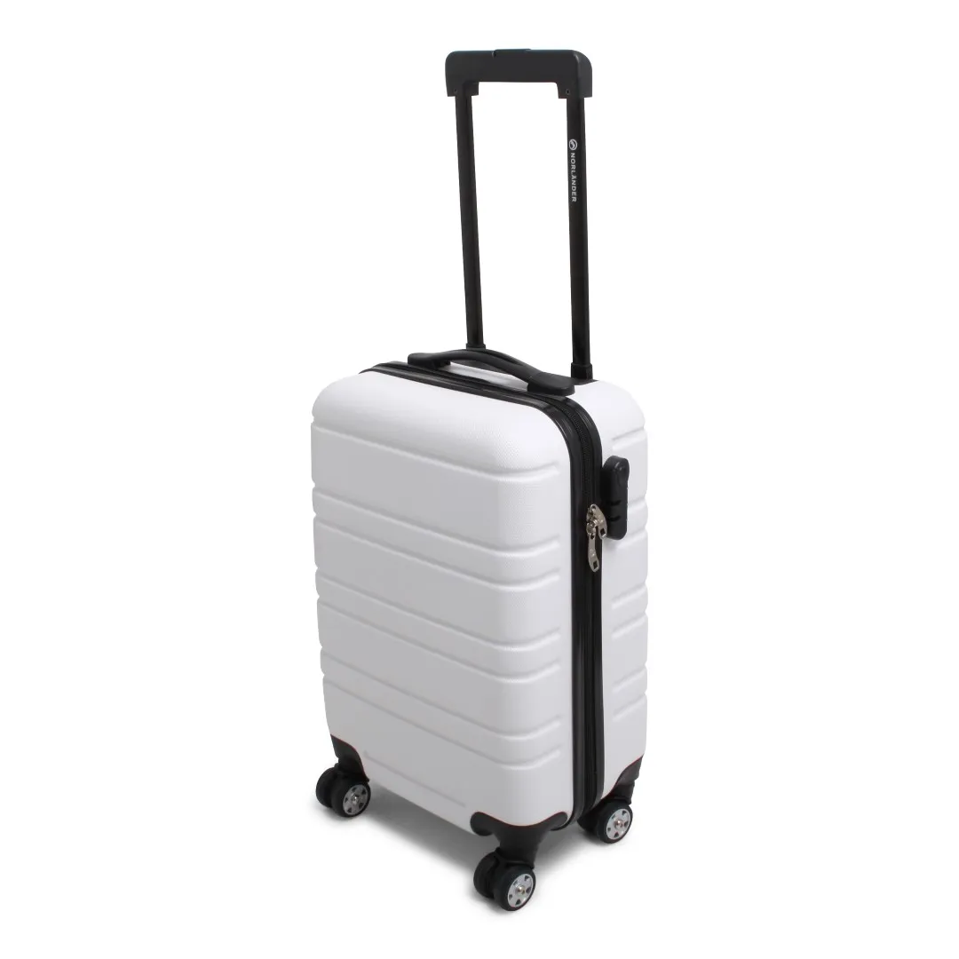 Witte handbagagetrolley met horizontale banen aan de voor- en achterzijde