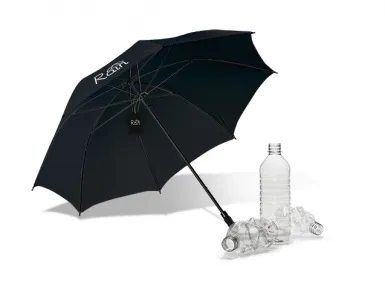 Zwarte BottleBrella paraplu met fiberglas baleinen