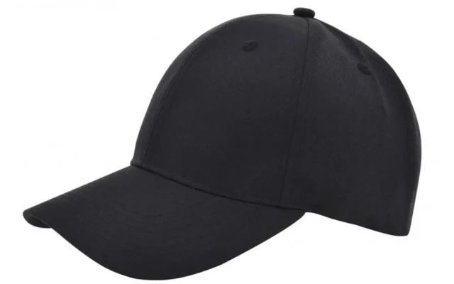 Zwart 6-panel cap van rPET met koperen gesp