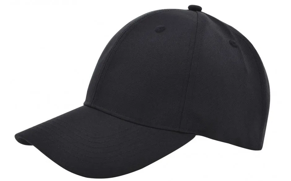 Zwart 6-panel cap van rPET met koperen gesp