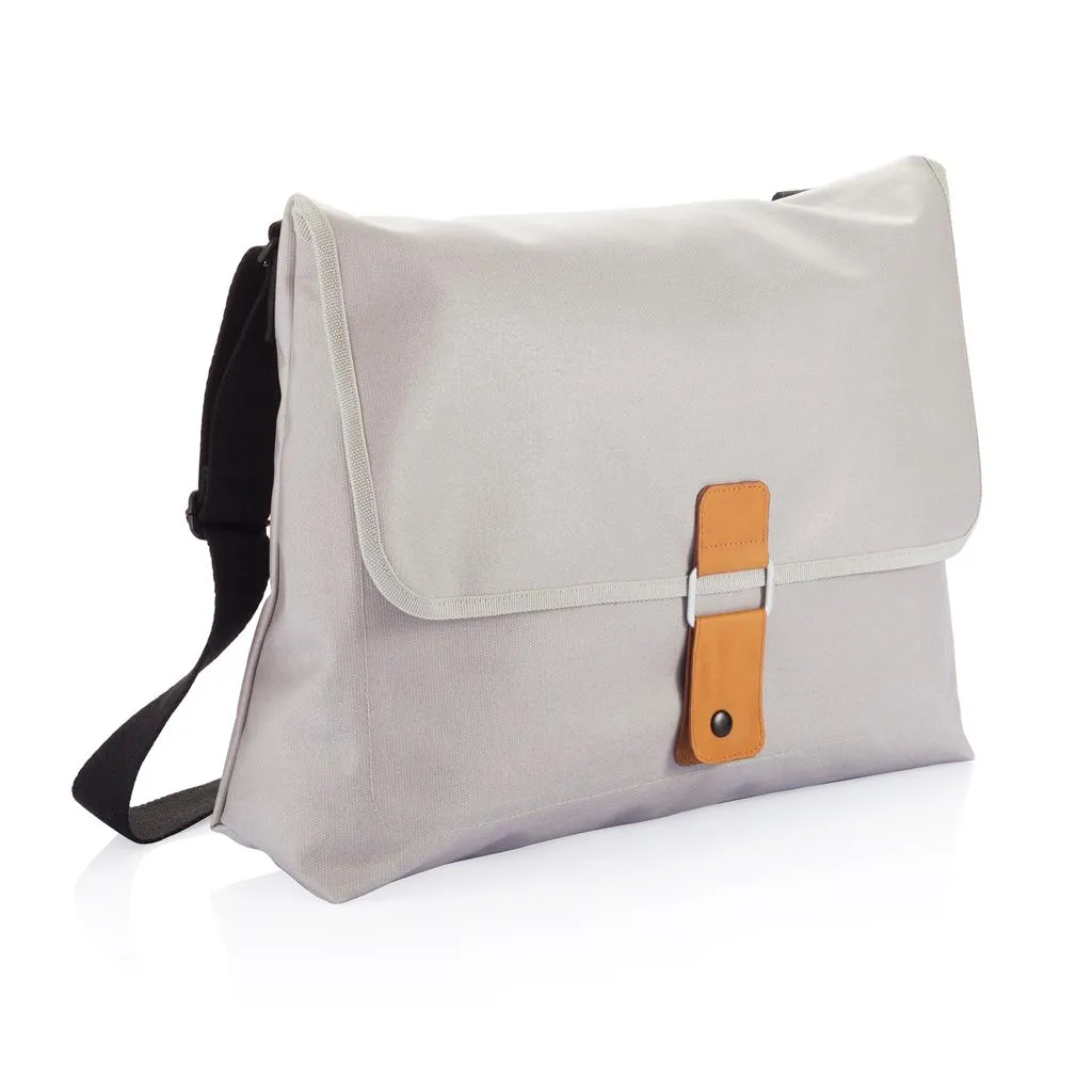 Grijze canvas messenger tas met draagriem
