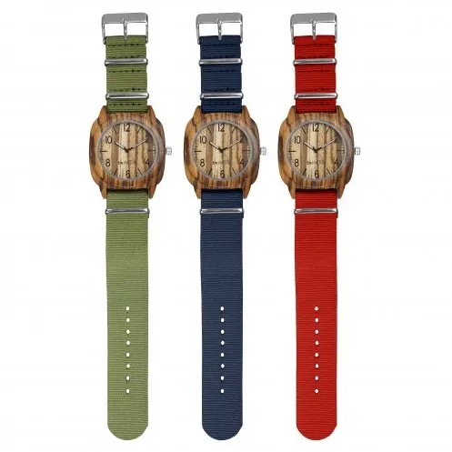 Nottingham horloge met houten kast en textielband