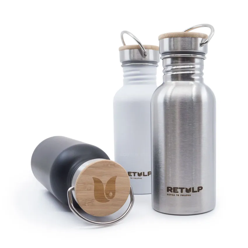Retulp Urban Bottle RVS fles met bamboe dop
