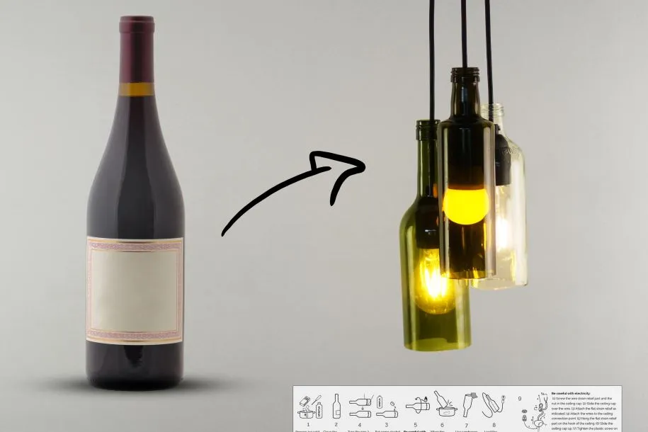 Doosje Bottle Box met onderdelen voor een wijnfles
