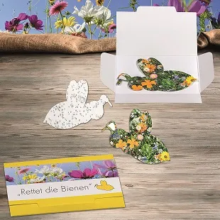 Papier met bloemenzaadjes in papieren verpakking