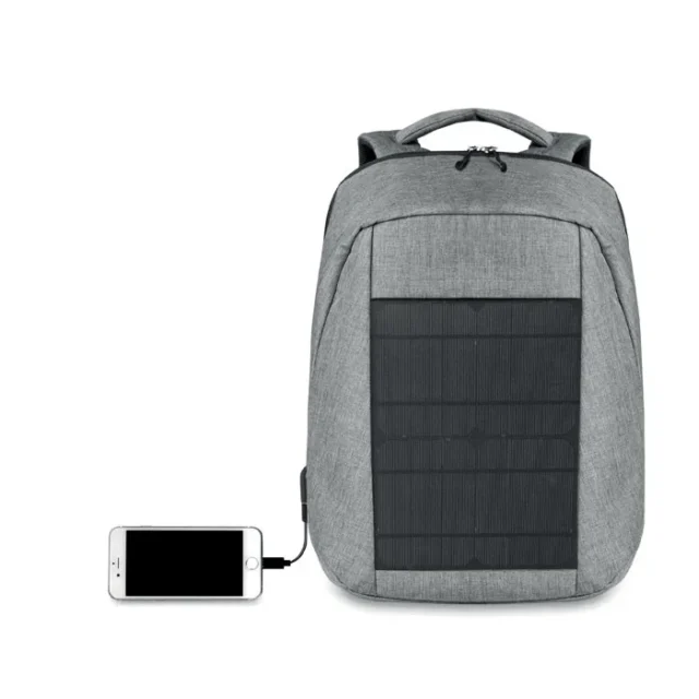 Tweekleurige rugzak met solarpaneel op de voorzijde