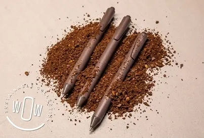 Pen gemaakt van koffieresten