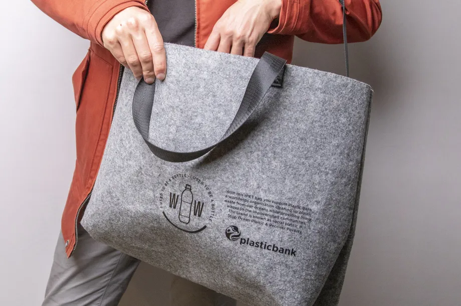 Vilten schoudertas van gerecycled PET