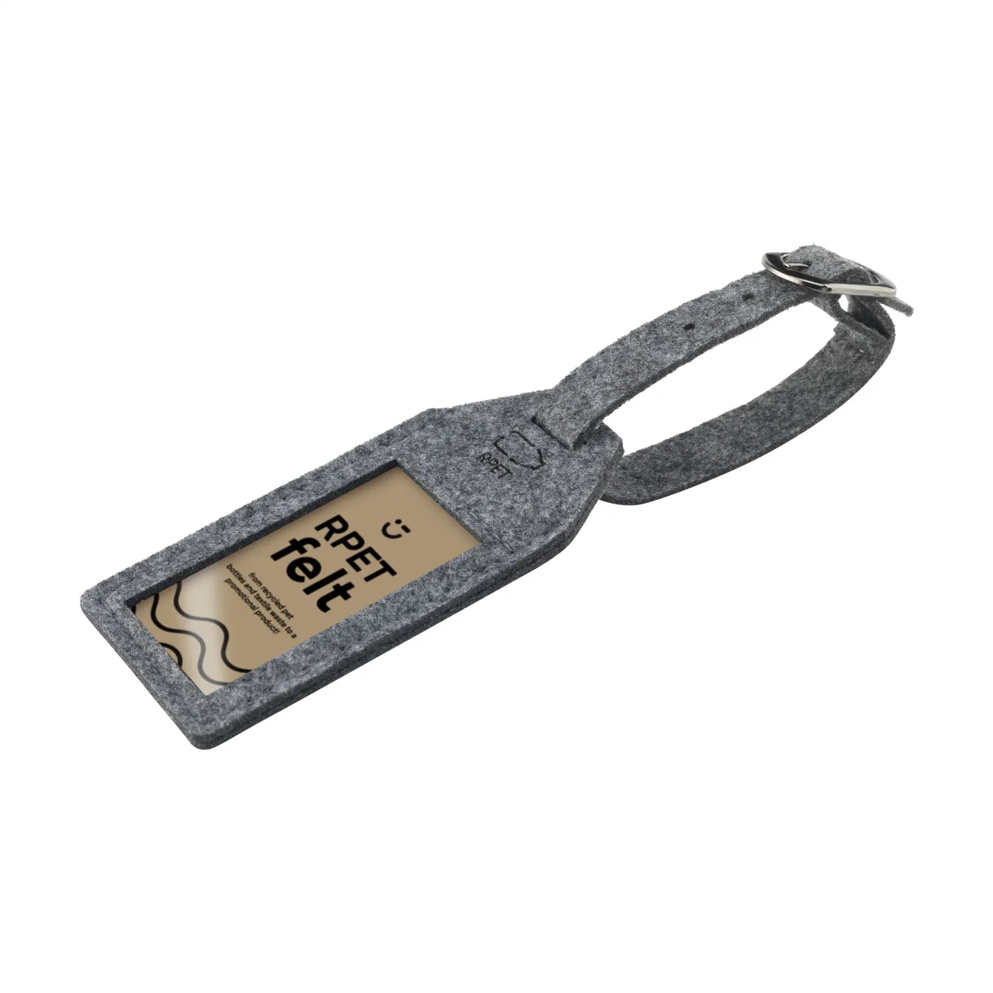 Grijs vilten bagagelabel