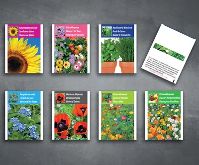 Kleine papieren zaadverpakking met bloemenzaad