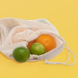 Katoenen tas met koord voor groente en fruit