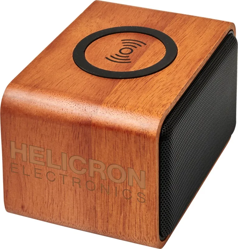 Houten Bluetooth speaker met oplaadvlak bovenop