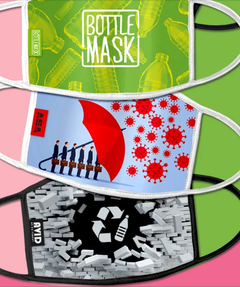 Mondmasker van gerecycled PET met full colour print