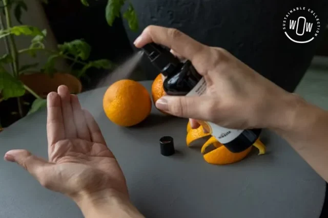 Glazen flesje handspray van sinaasappelschillen