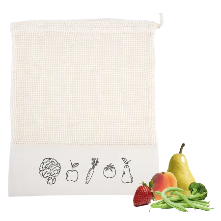 Ecru katoenen tasje voor fruit en groente