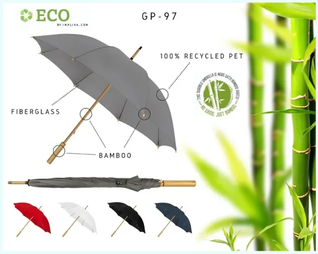 Golfparaplu met bamboe handvat