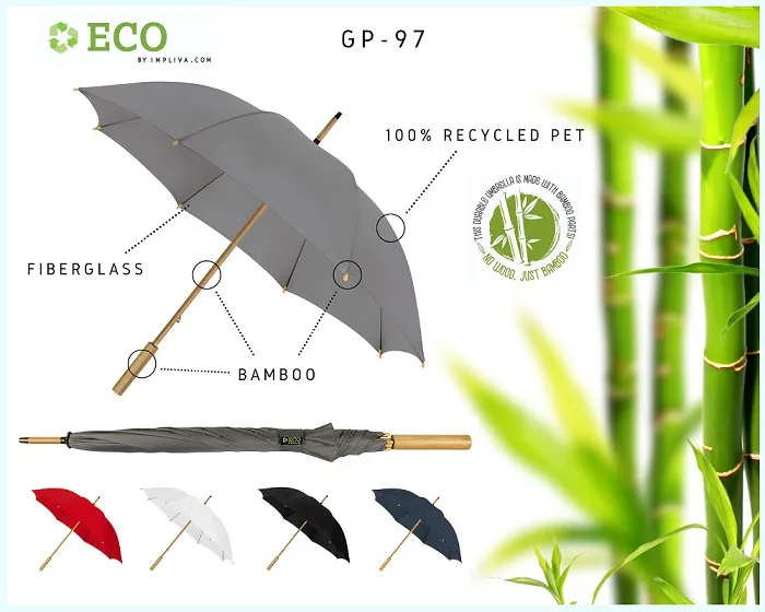 Golfparaplu met bamboe handvat