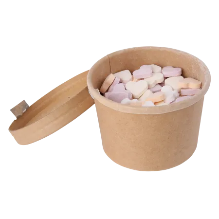 Kraftkartonnen snoeppot met deksel en hartvormig snoep