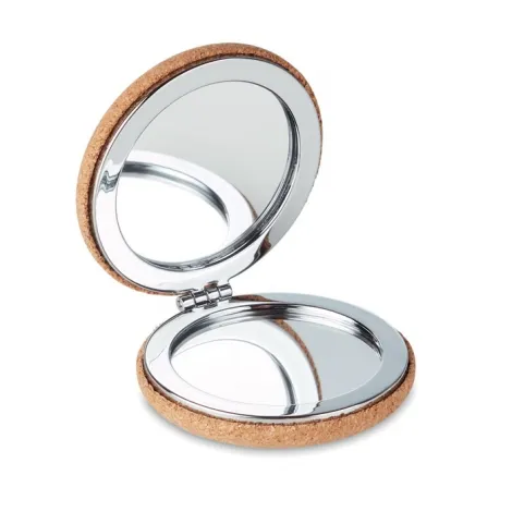 Ronde make-up spiegel met kurk cover
