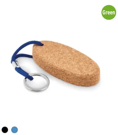 Ovale drijvende sleutelhanger van kurk met touw