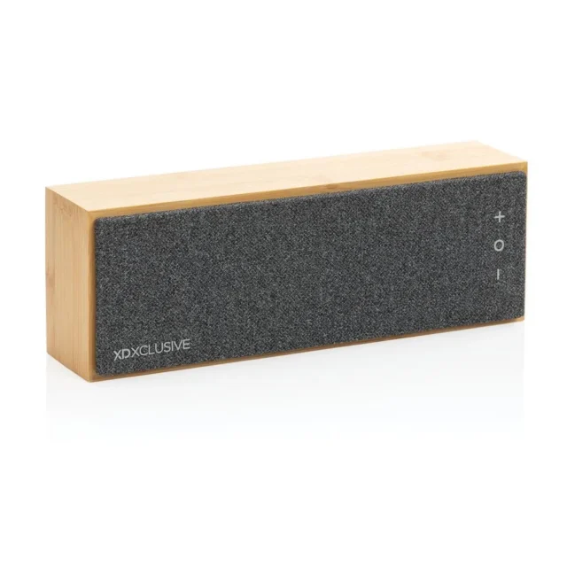 Draadloze speaker van bamboe en stof
