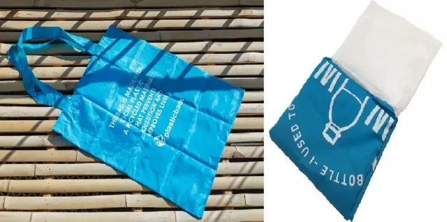 Opvouwbare RPET tas met bijbehorend zakje