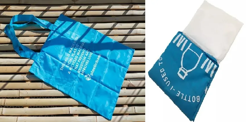 Opvouwbare RPET tas met bijbehorend zakje