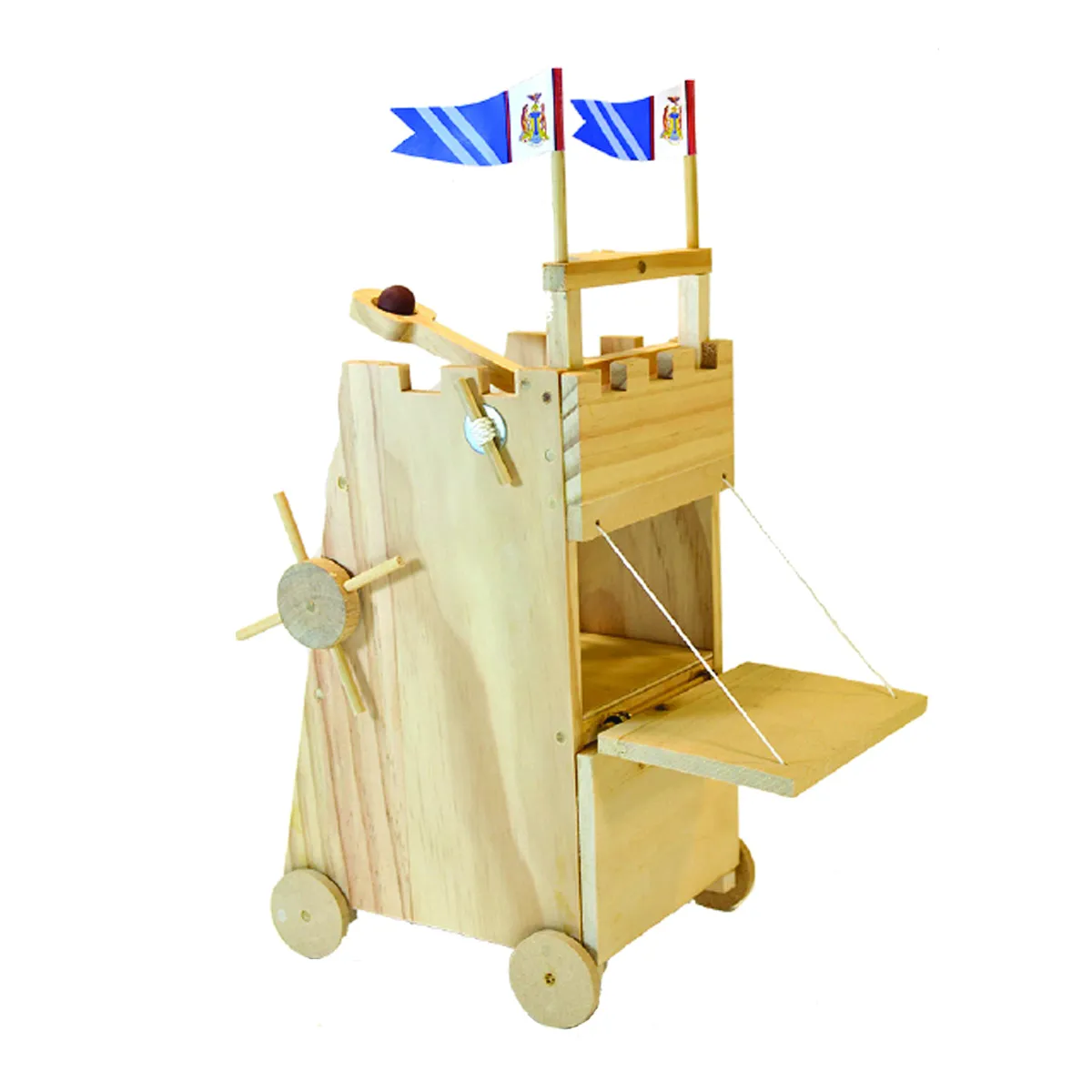Bouwpakket van een belegeringstoren met katapult